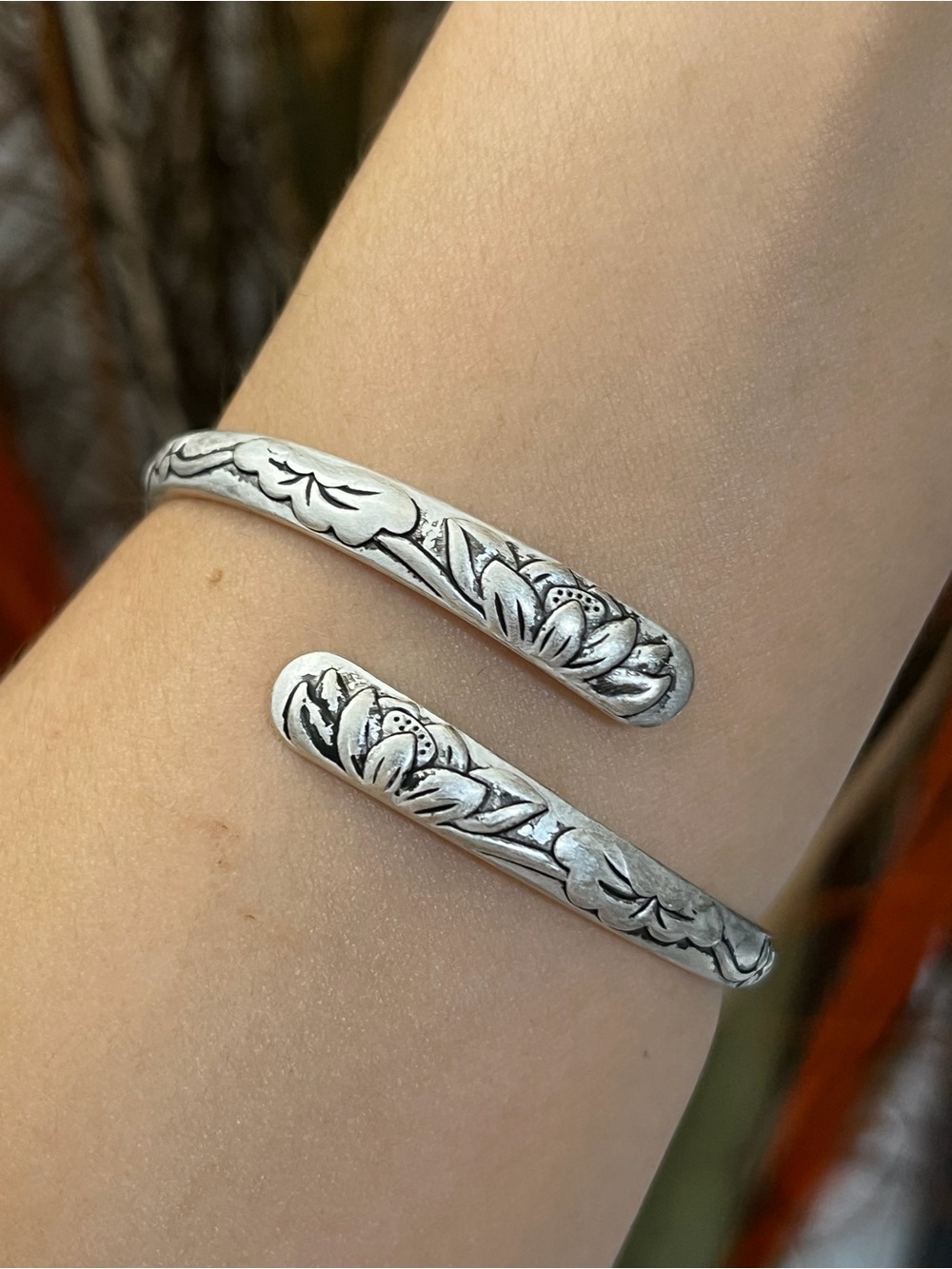 S999 Silver lotus flower leaves bangle cuff Bracelet for women girls top seller